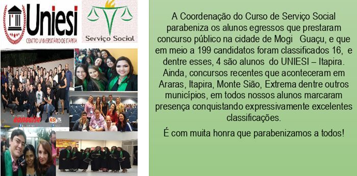 Empregabilidade: egressos do curso de Serviço Social classificam-se nos melhores concursos da região
